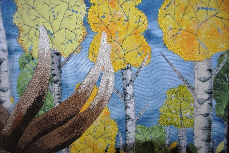 When the Aspens Turn quilt detail